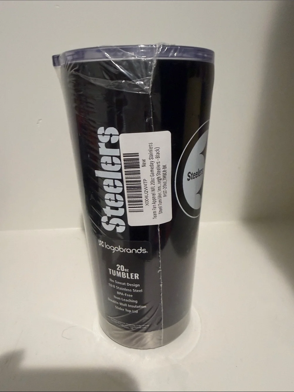 Black Steelers Insulated Travel Tumbler with Team Logo